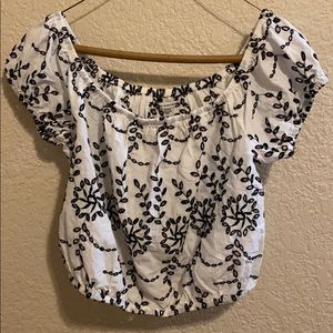 NWT American Eagle Black Eyelet Off Shoulder  Top